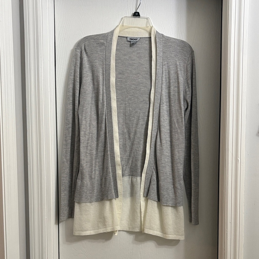 DKNY Women's Gray and Cream Cardigan